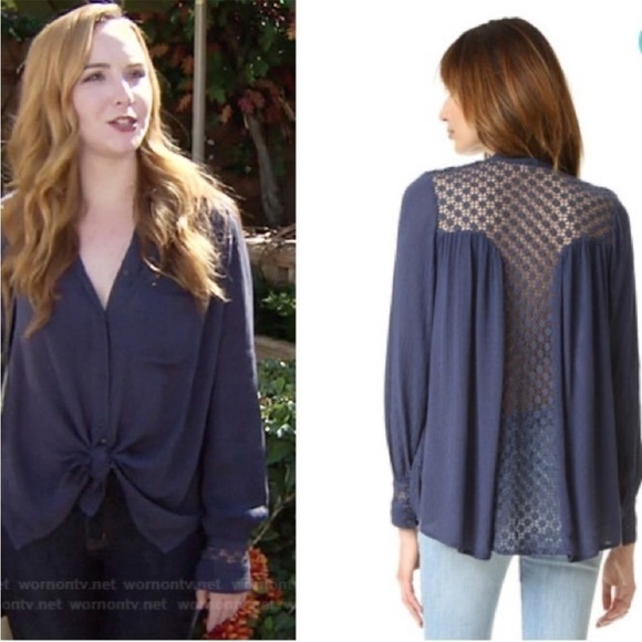 Free People The Best Button Down Crochet Lace Top - Picture 2 of 12